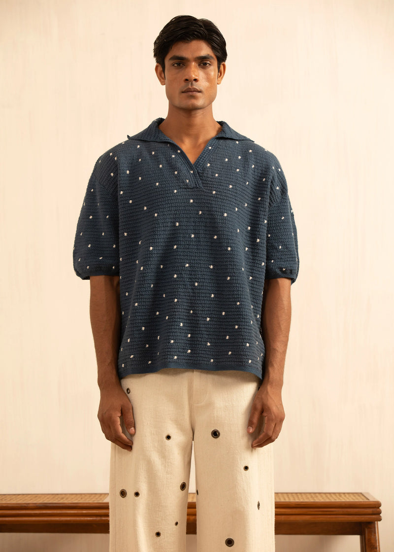 Blue Polka Dot Polo