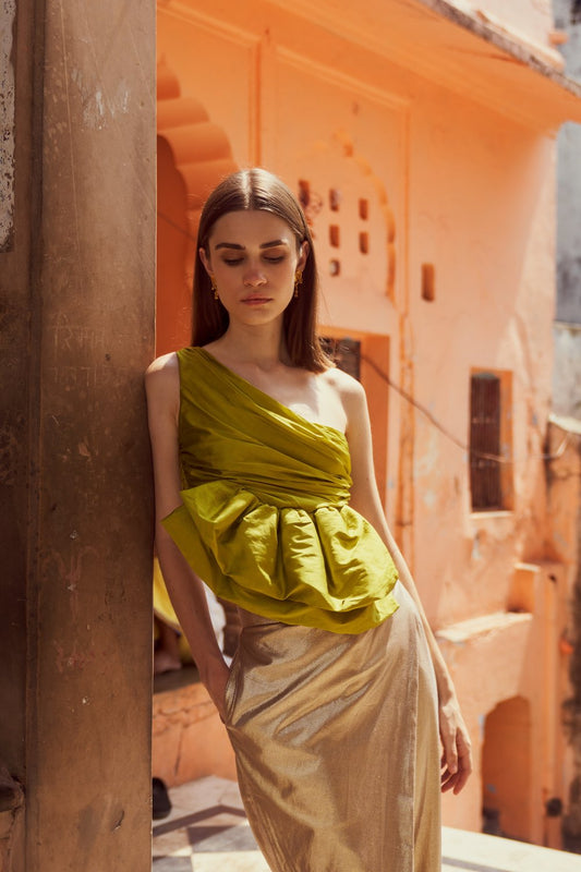 Green One Shoulder Top