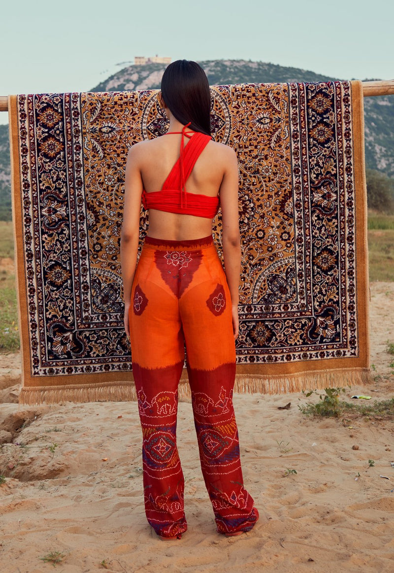 Red Rushed Top
