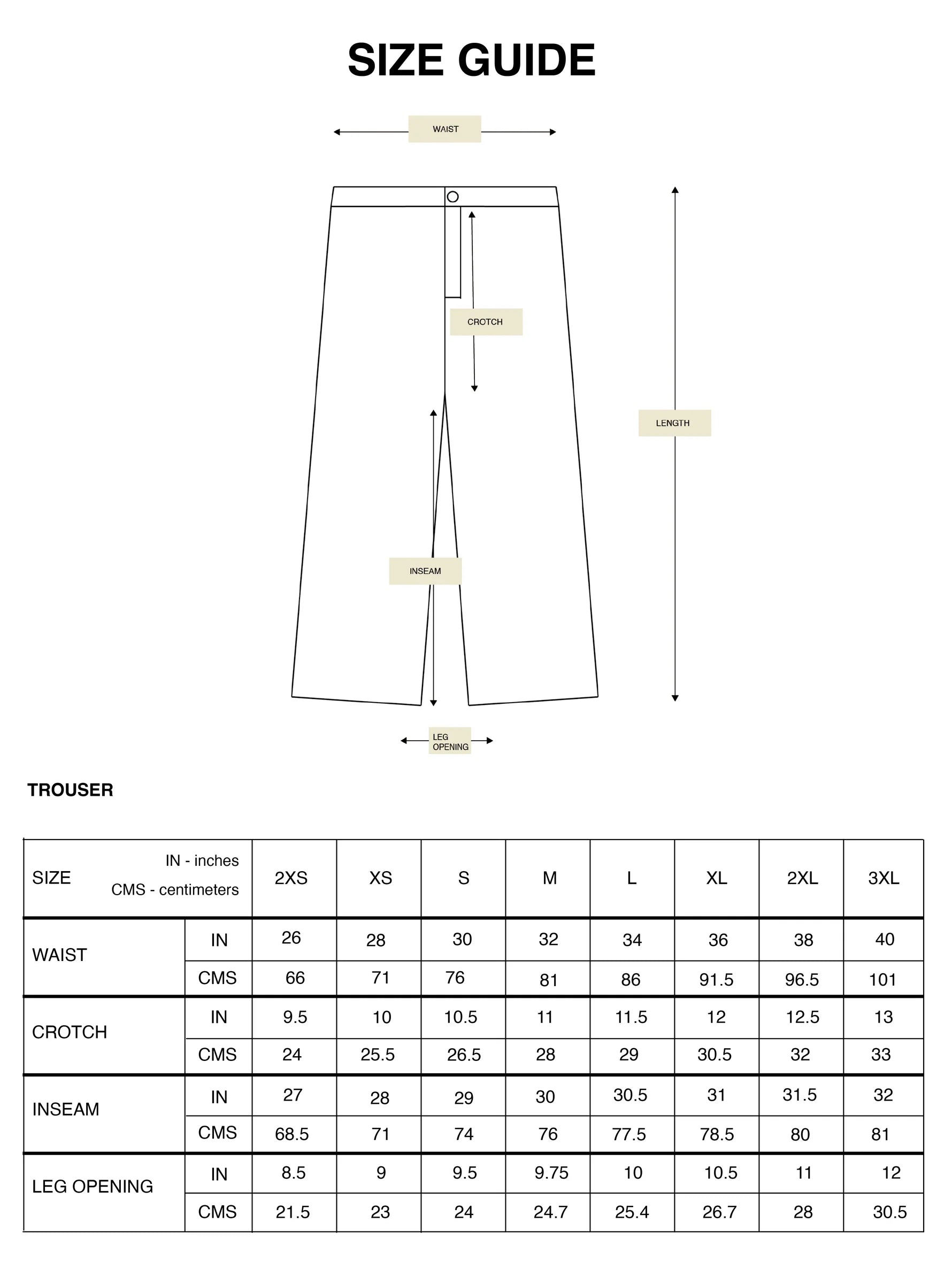 Sizing Chart