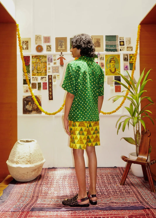 'Bandhani' Green Shirt