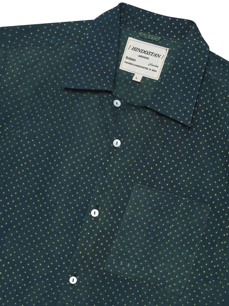 Green Ajrakh Shirt with Border