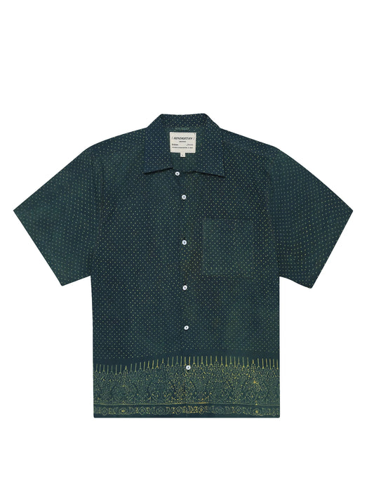 Green Ajrakh Shirt with Border