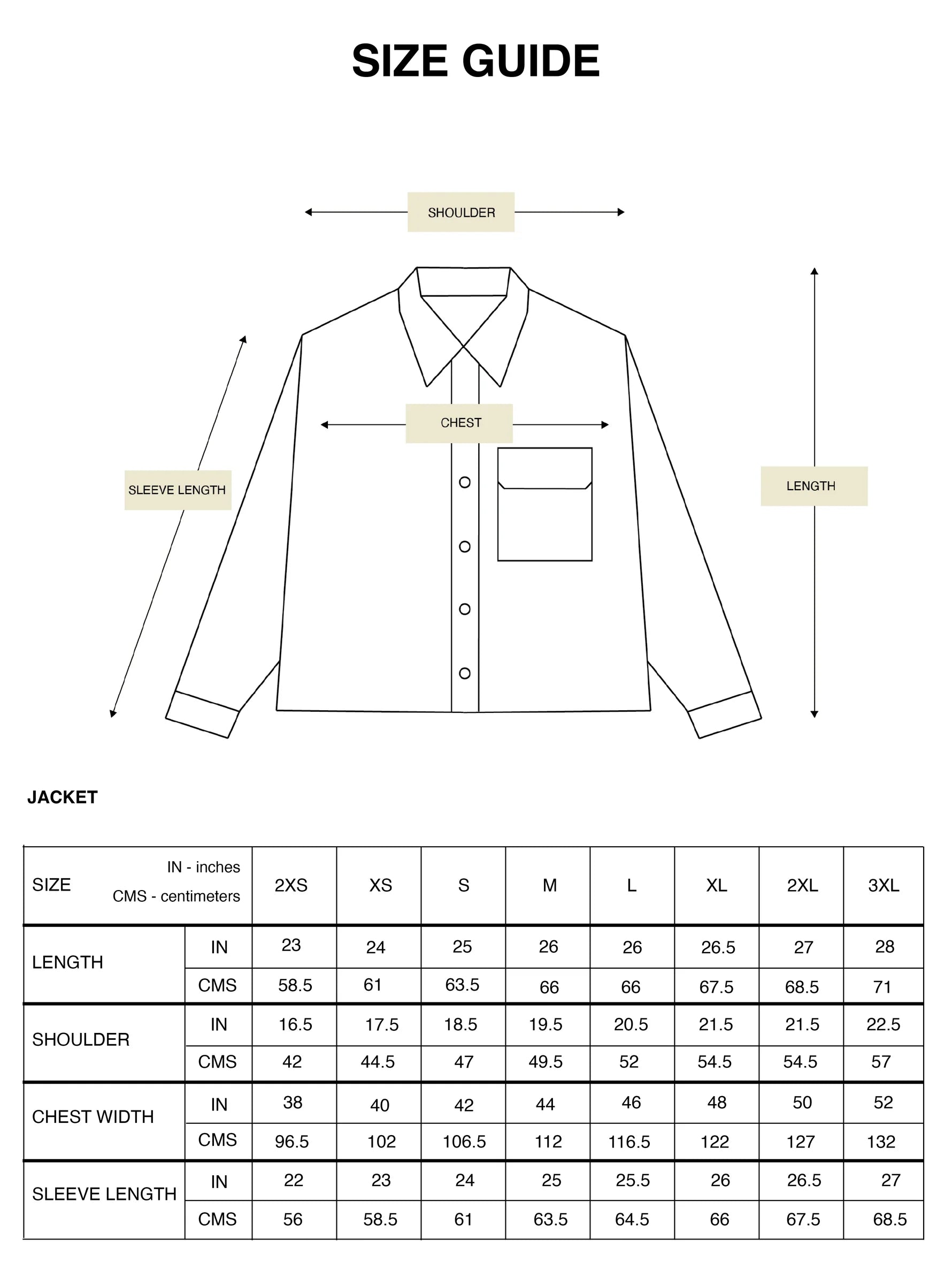 Sizing Chart
