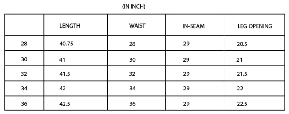 Sizing Chart