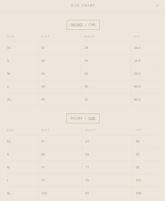 Sizing Chart