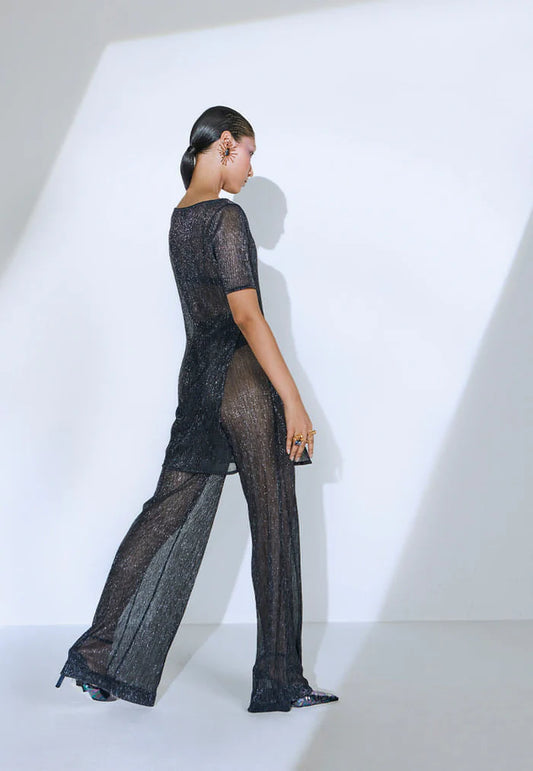 Black Knit Sheer Co-Ord Set