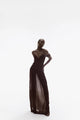 Brown Sweetheart Bandeau Pleated Maxi
