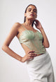 Pastel Green Ruched Cut-Out Corset