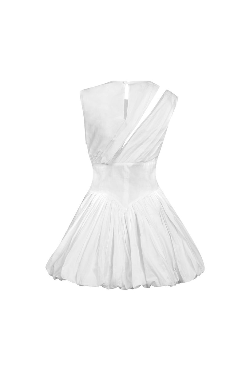 White Balloon Hem Dress