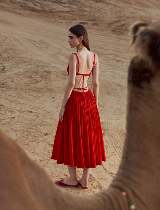 Red Khadi Cotton Skirt