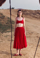Red Khadi Cotton Skirt