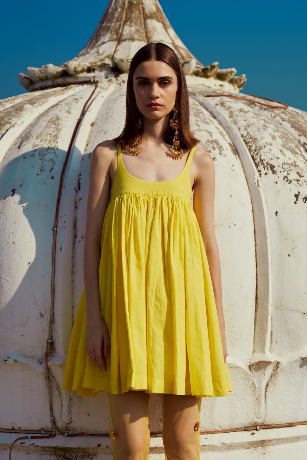 Lime Khadi Cotton Dress