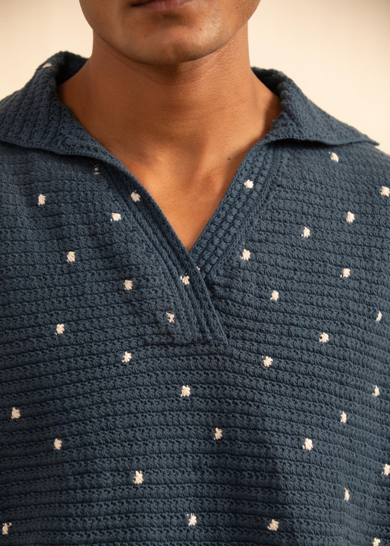 Blue Polka Dot Polo