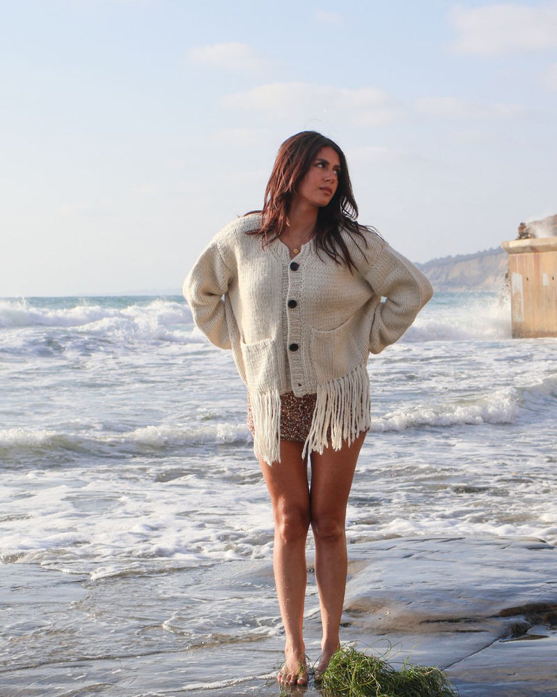 Cropped Chunky Merino Wool Cardigan