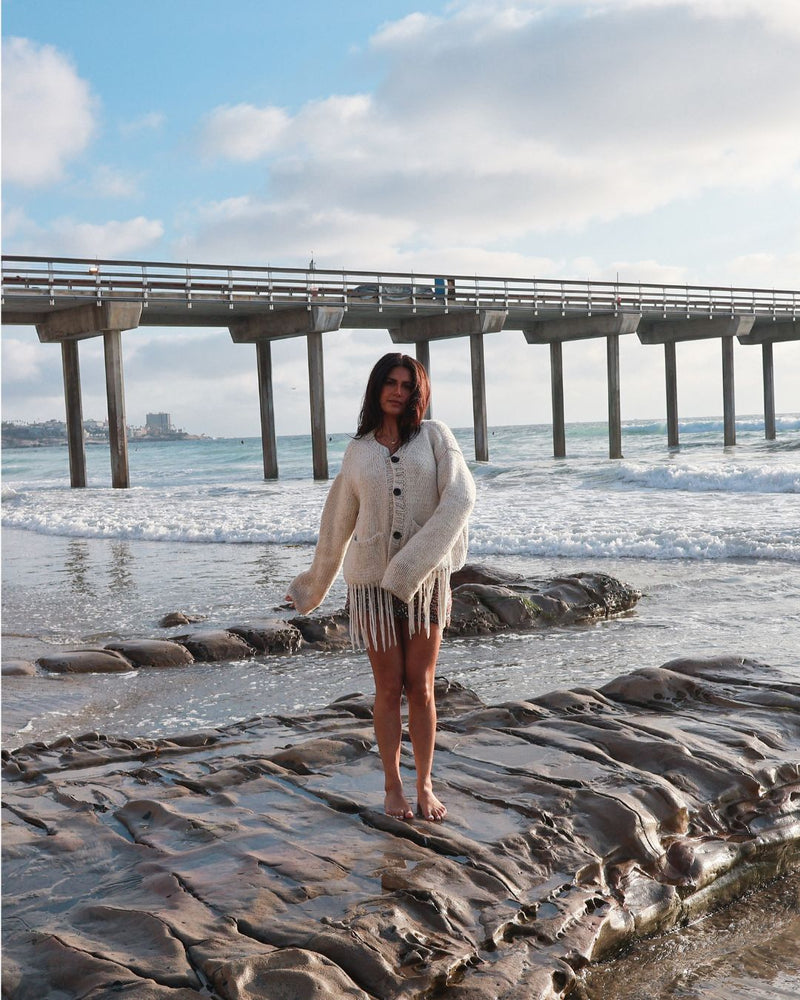 Cropped Chunky Merino Wool Cardigan