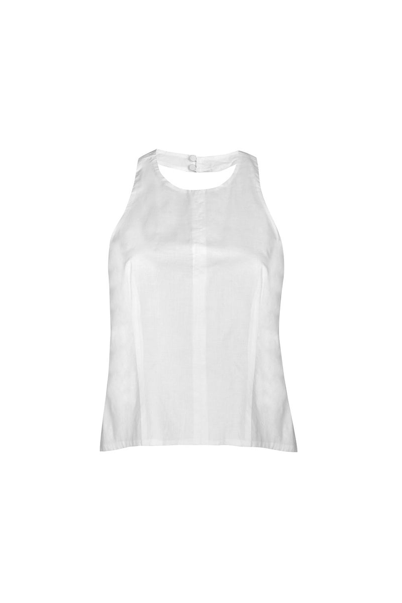 White Backless Top