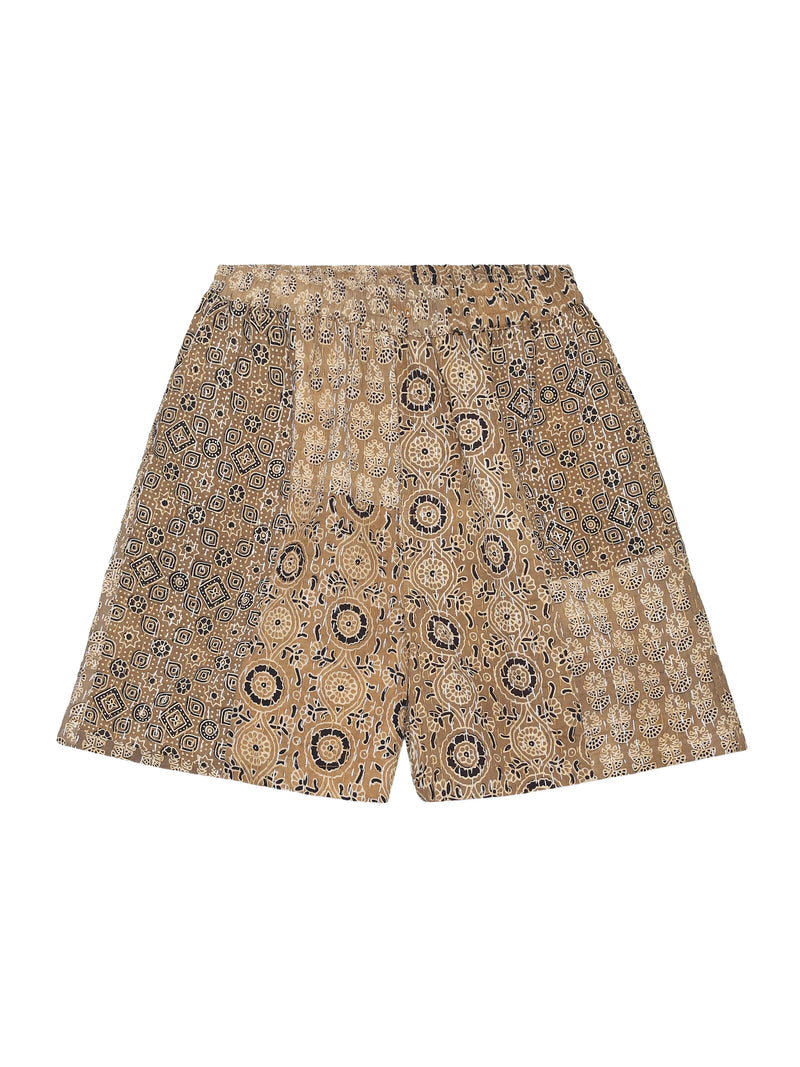 Beige Ajrakh Shorts