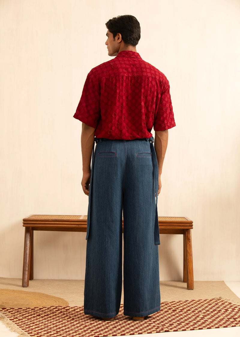 Indigo Box-Pleat Denim