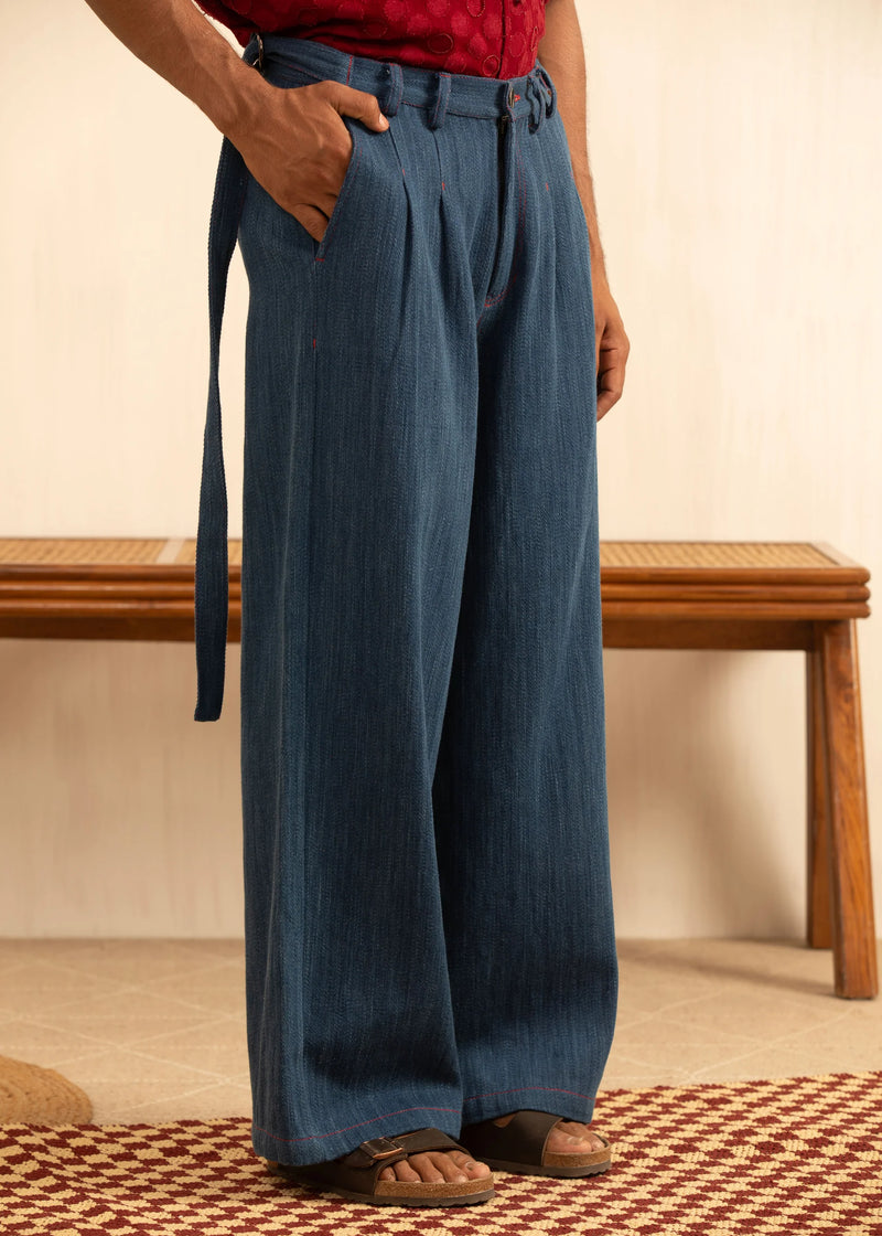 Indigo Box-Pleat Denim