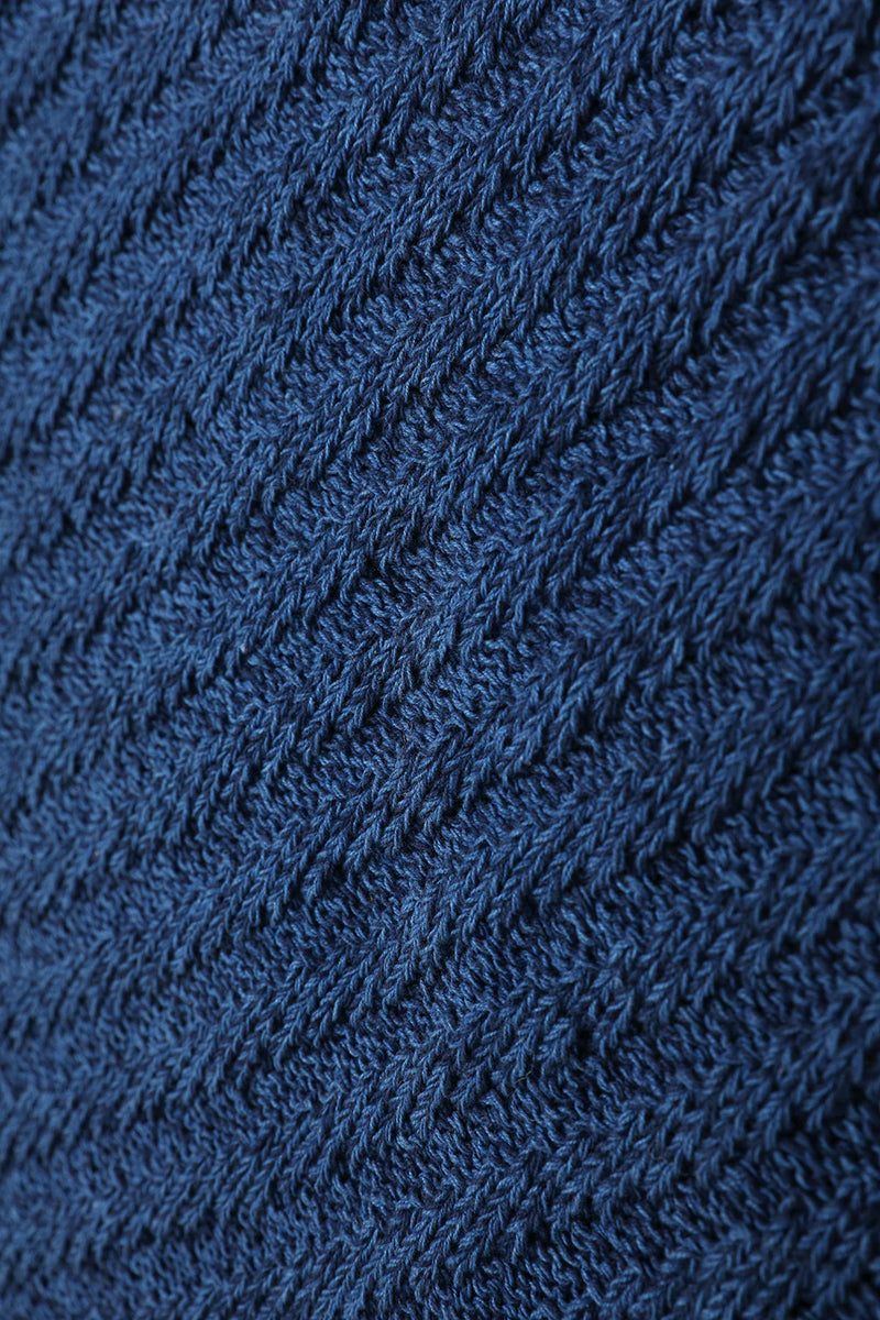 Indigo Ribbed Boat Neck Sweater