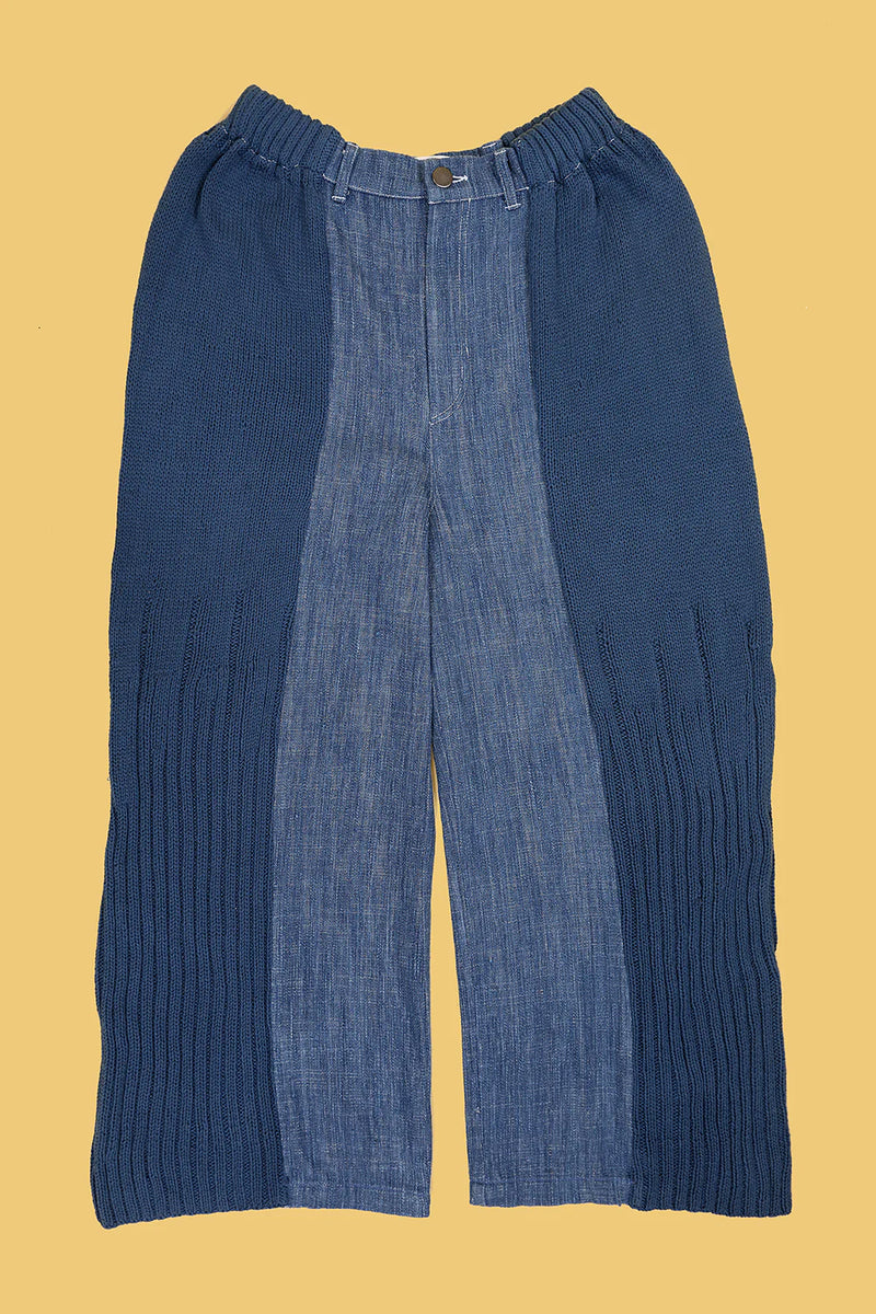 Hand-Knit Khadi Denim Pants