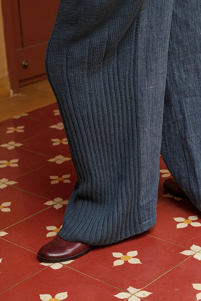 Hand-Knit Khadi Denim Pants