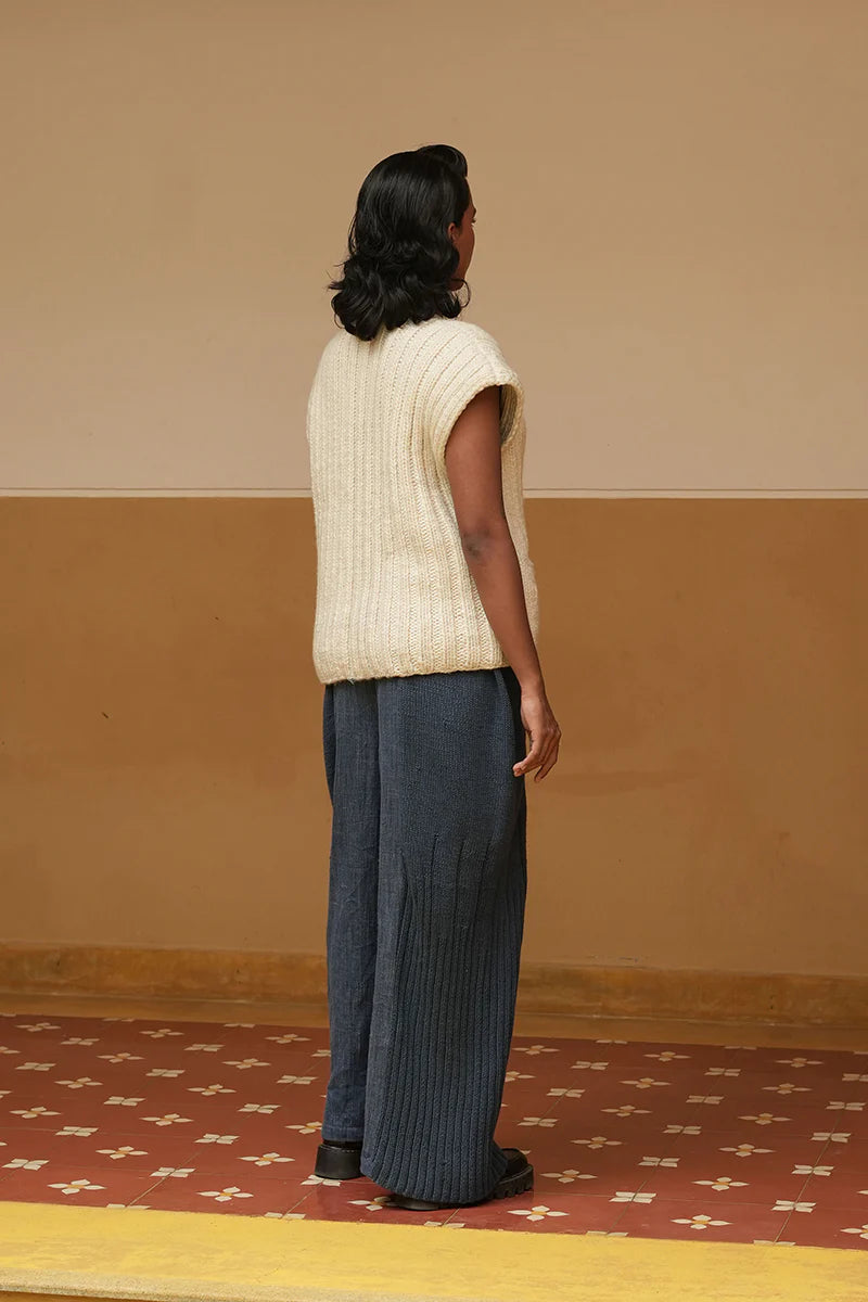 Hand-Knit Khadi Denim Pants