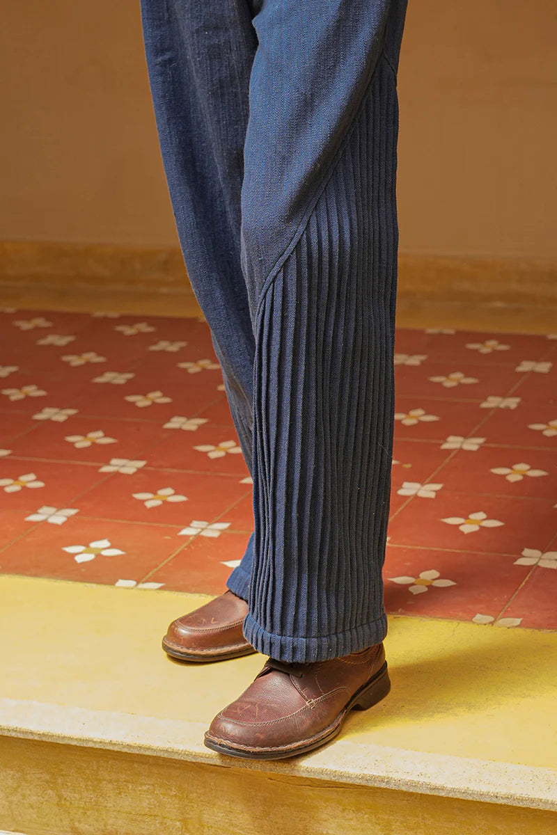 Indigo Pleated Denim Pants