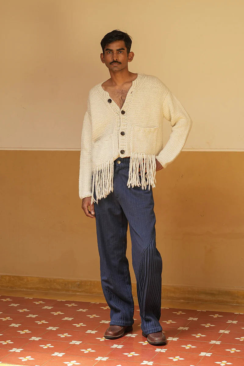 Indigo Pleated Denim Pants