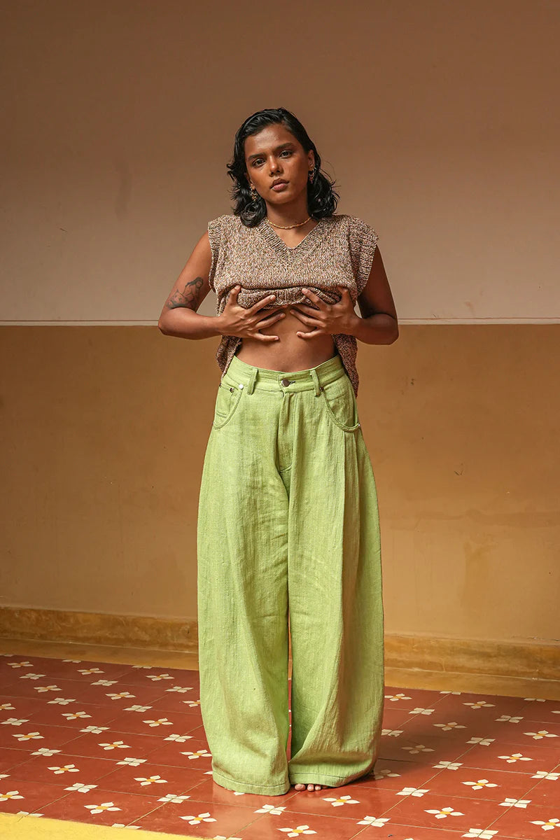 Khadi Pleated Denim Pants