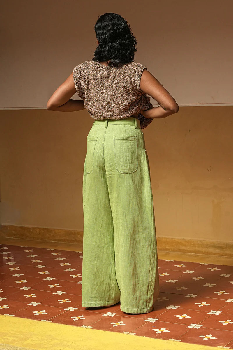 Khadi Pleated Denim Pants