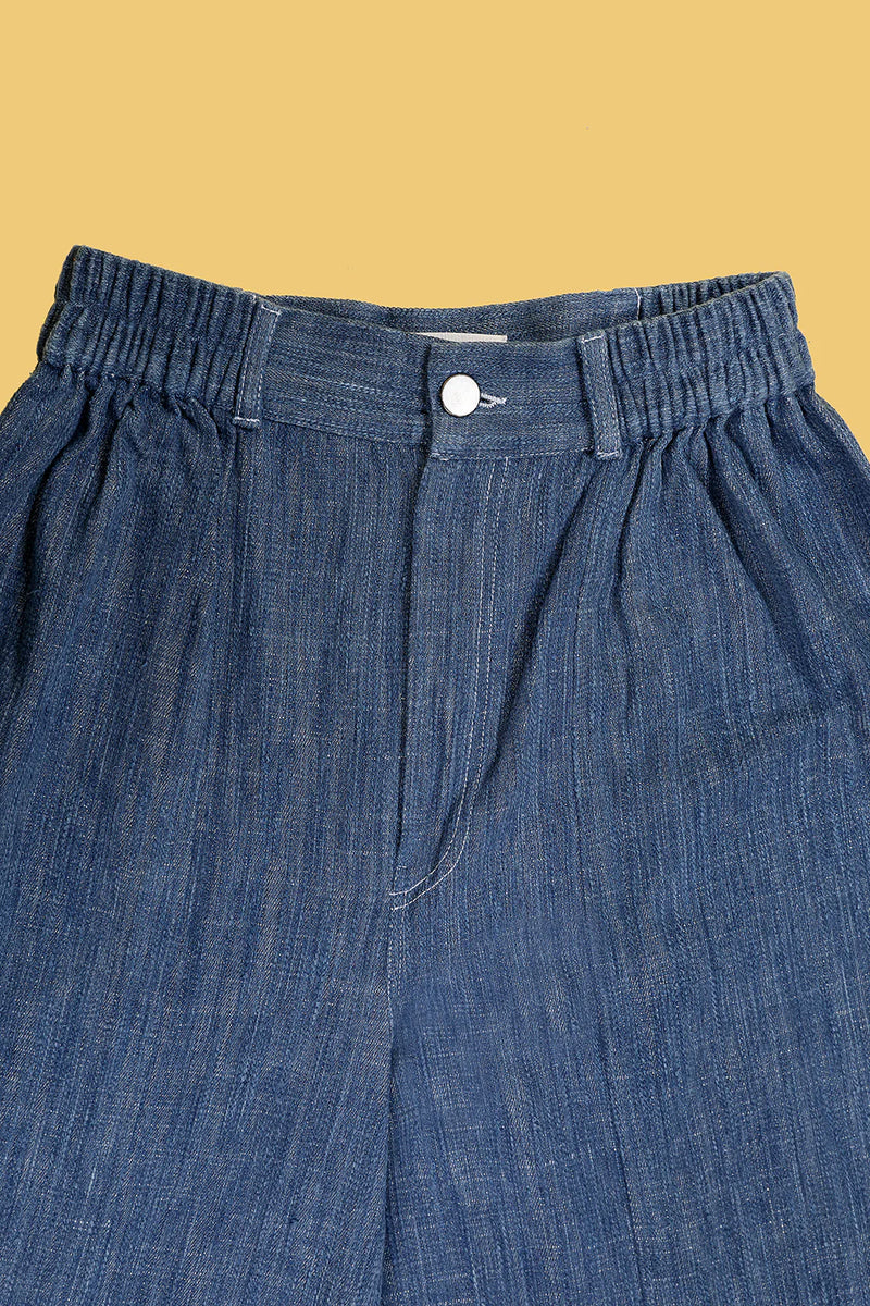Indigo Elastic Khadi Pants