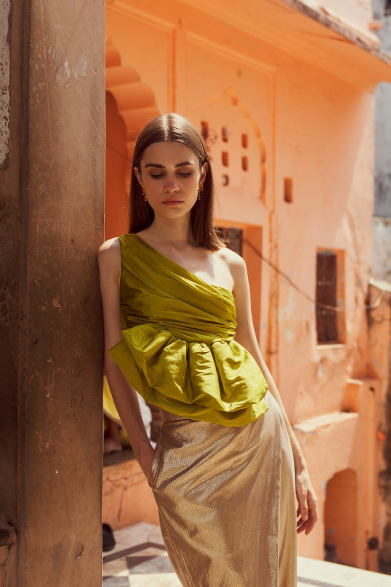 Green One Shoulder Top