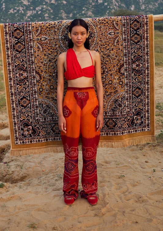 Red Rushed Top