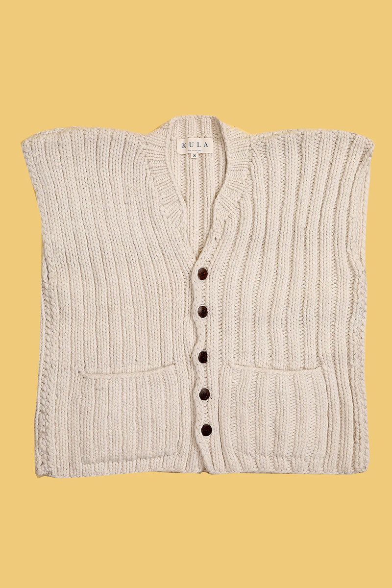 Merino Ribbed Cardigan Vest