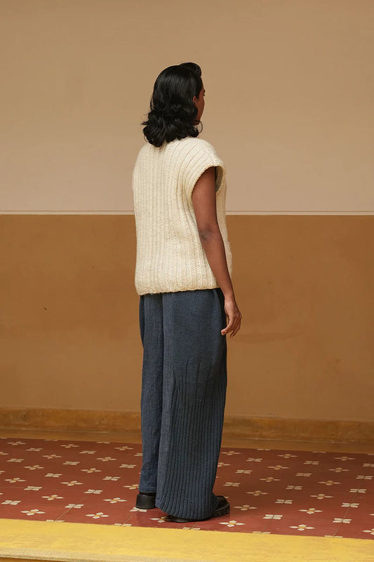Merino Ribbed Cardigan Vest