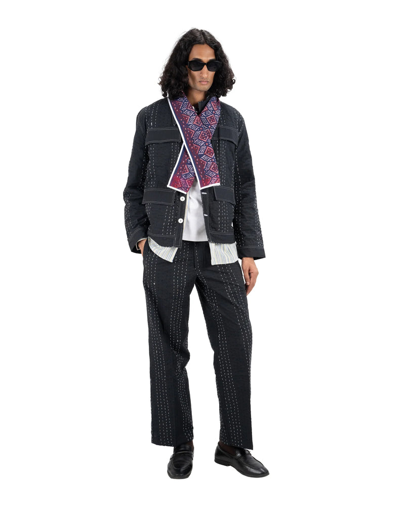 Black Kantha Trousers