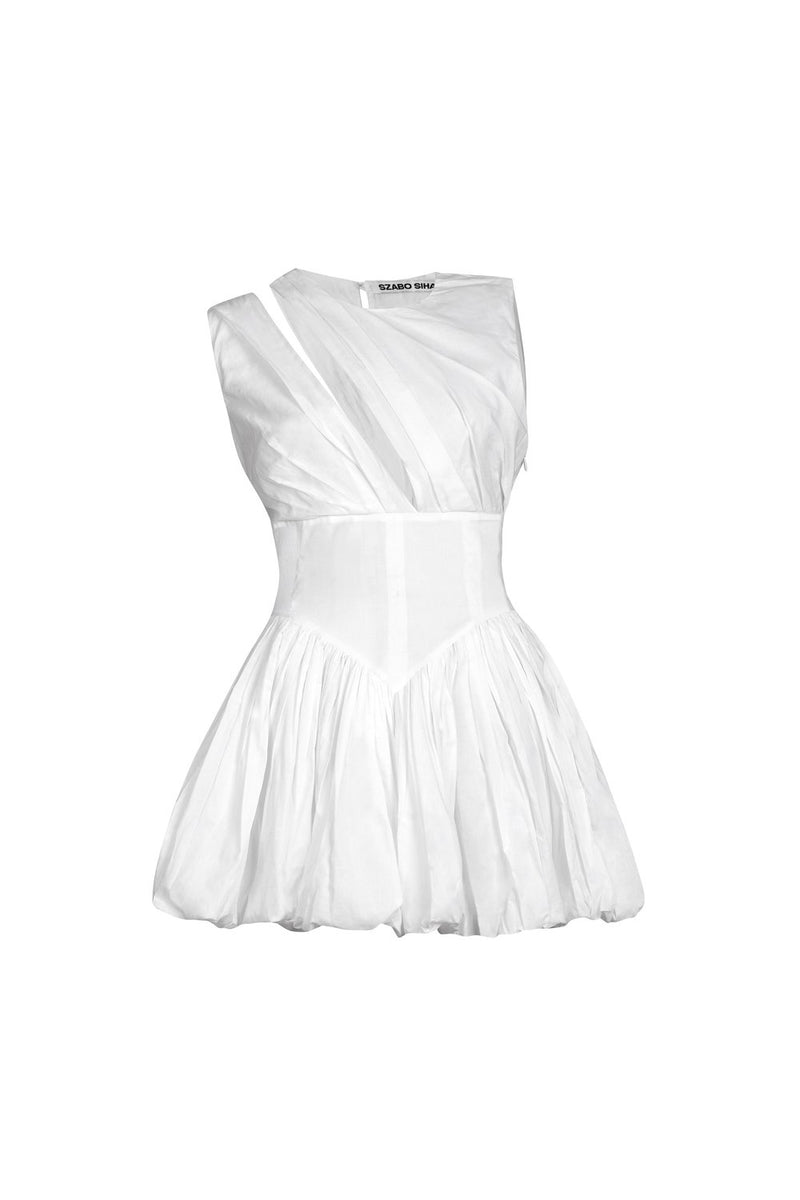 White Balloon Hem Dress