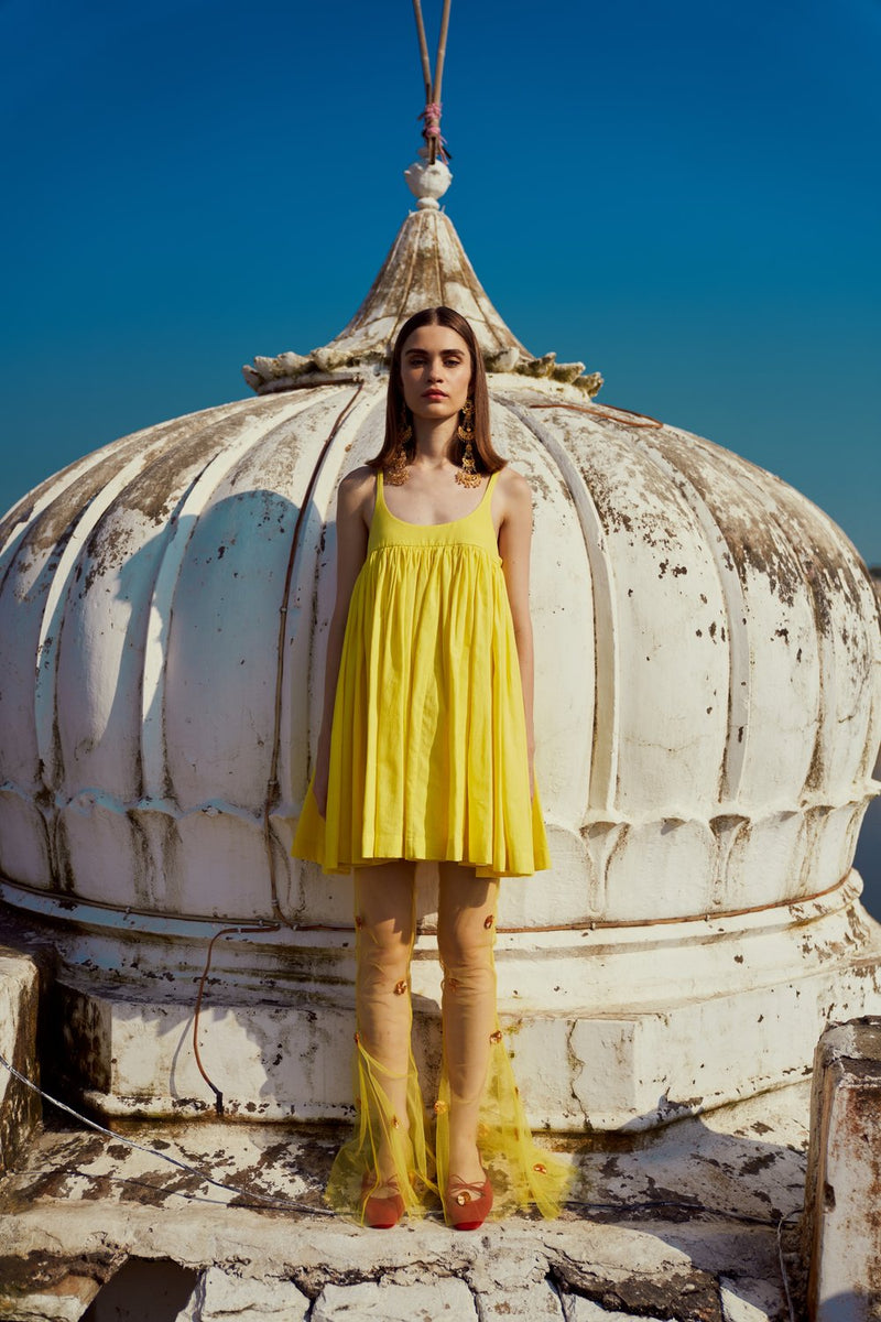 Lime Khadi Cotton Dress