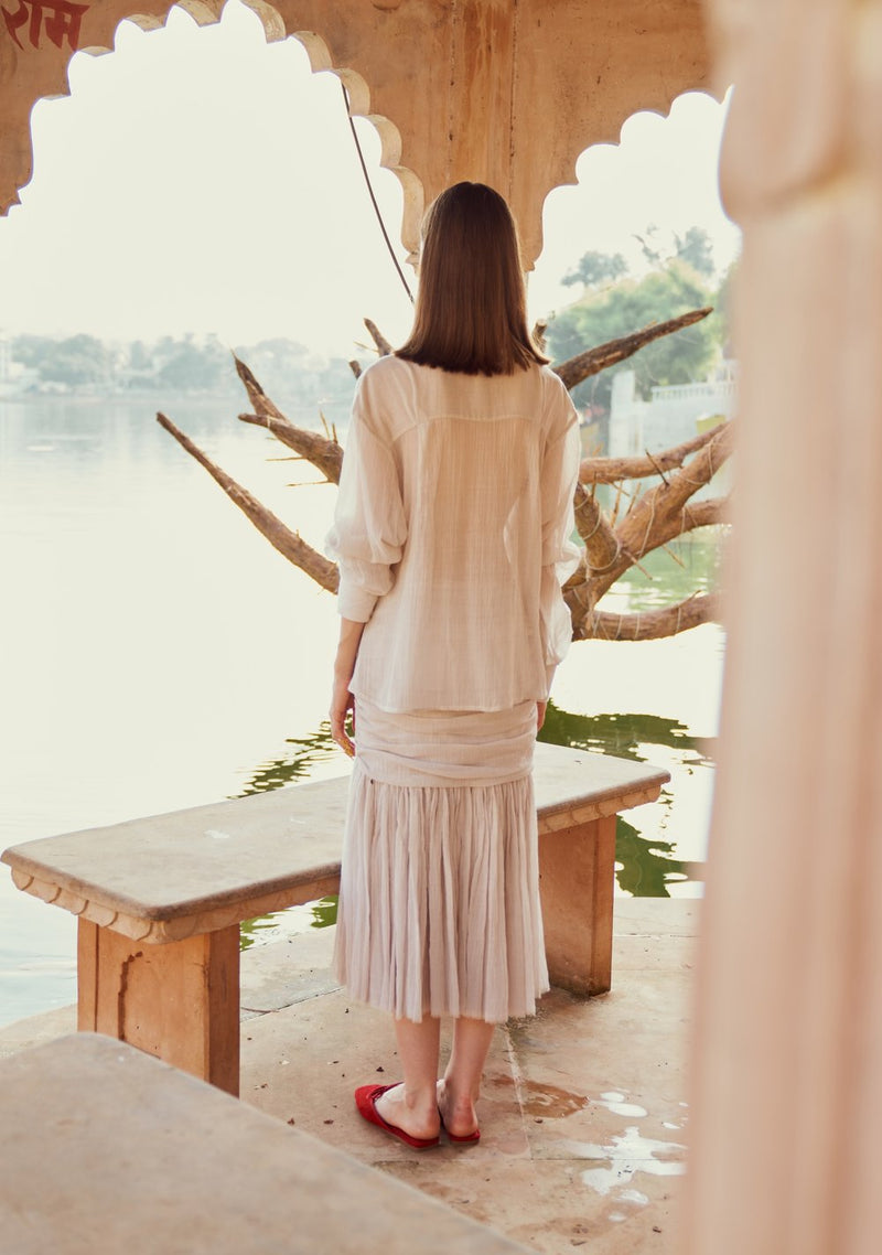 Stripe Gathered Skirt